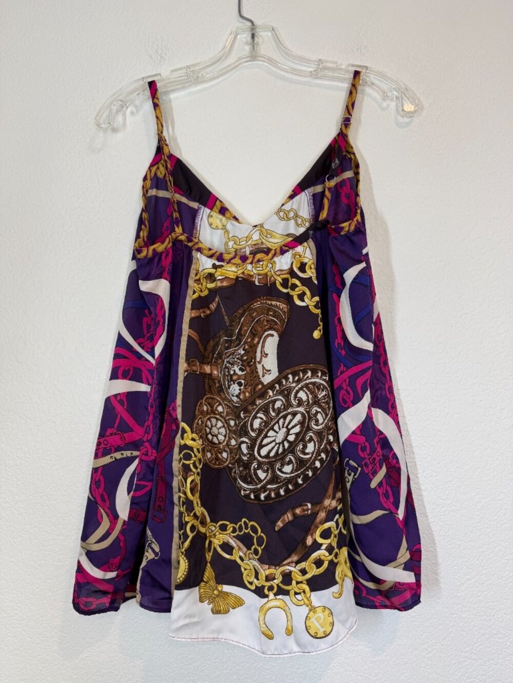 Express Tunic Top Flowy Purple White Baroque Western Medium - Picture 9 of 9